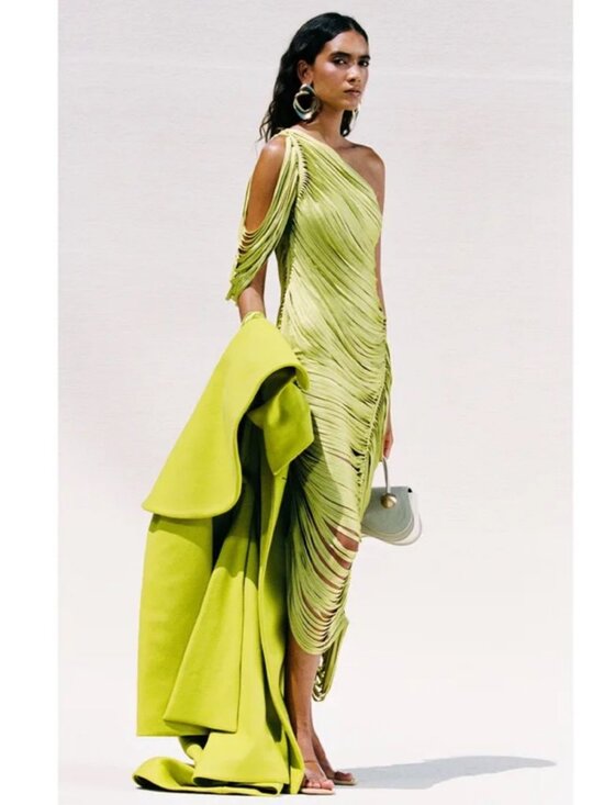Cult Gaia Dresses & Skirts - CULT GAIA Women's Sona One-Shoulder Draped Fringe Dress Size S  NEW